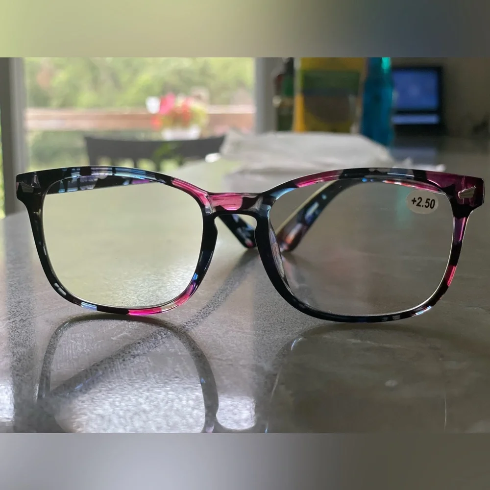 NEW 2.00 readers blue light lens multicolor pop of color soft bridge glasses